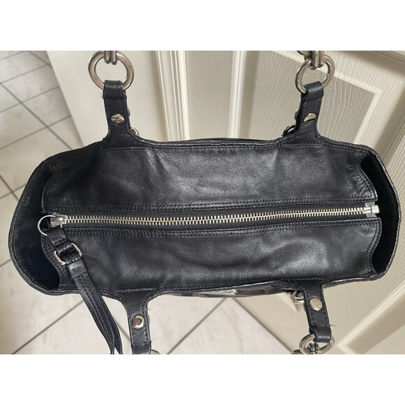 COACH SIGNATURE MIA OP ART TOTE SHOULDER BAG J1182-F15758 Black Purple Lining - Picture 11 of 16